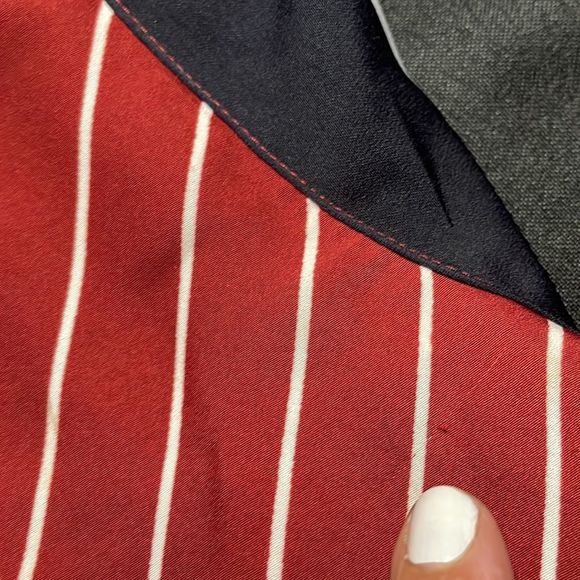 Who What Wear NWT merlot white navy striped asymmetrical hem long sleeve dress - Picture 16 of 16